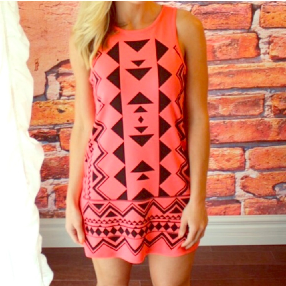 Coral Aztec dress